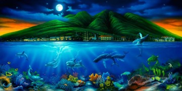 魚の水族館 Painting - ラハイナの海底の月